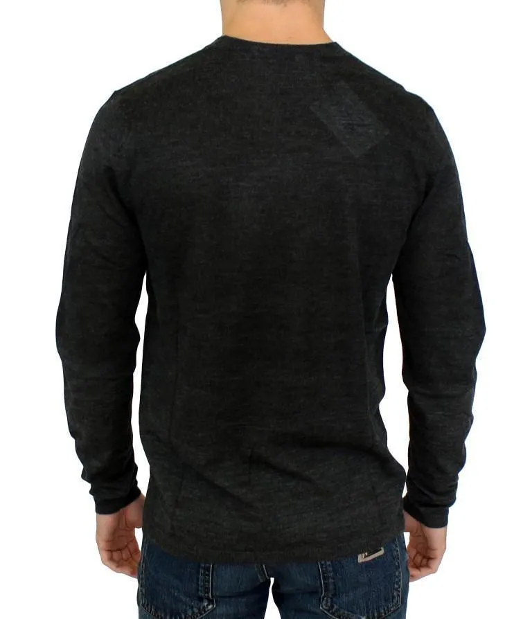 Gray wool crewneck sweater
