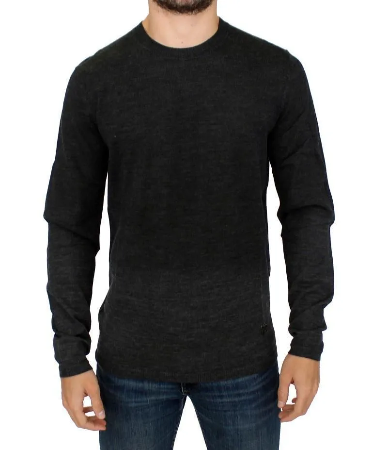 Gray wool crewneck sweater