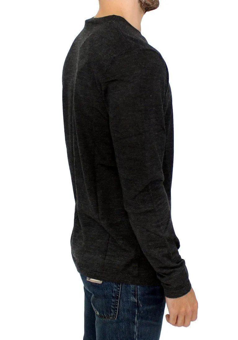 Gray wool crewneck sweater