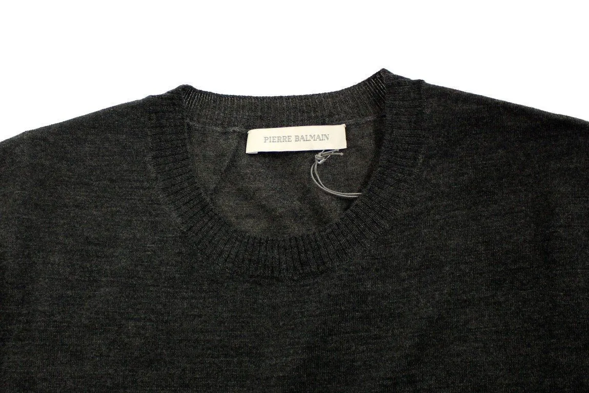 Gray wool crewneck sweater