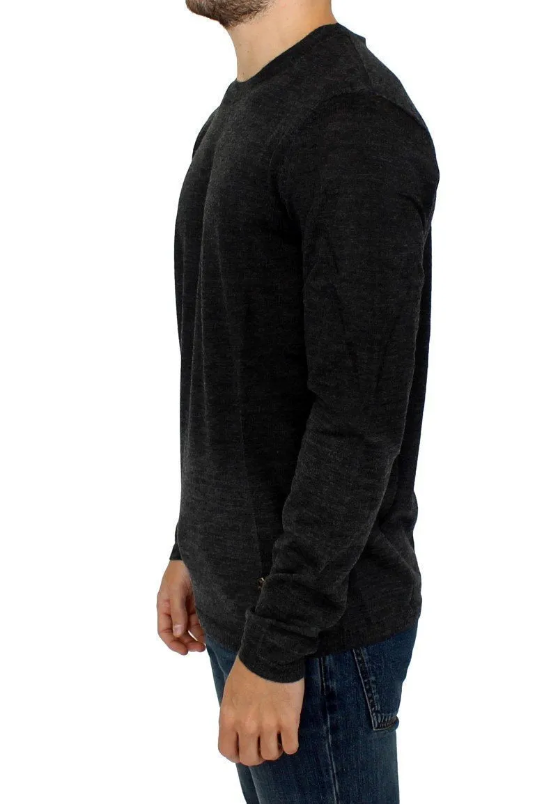 Gray wool crewneck sweater