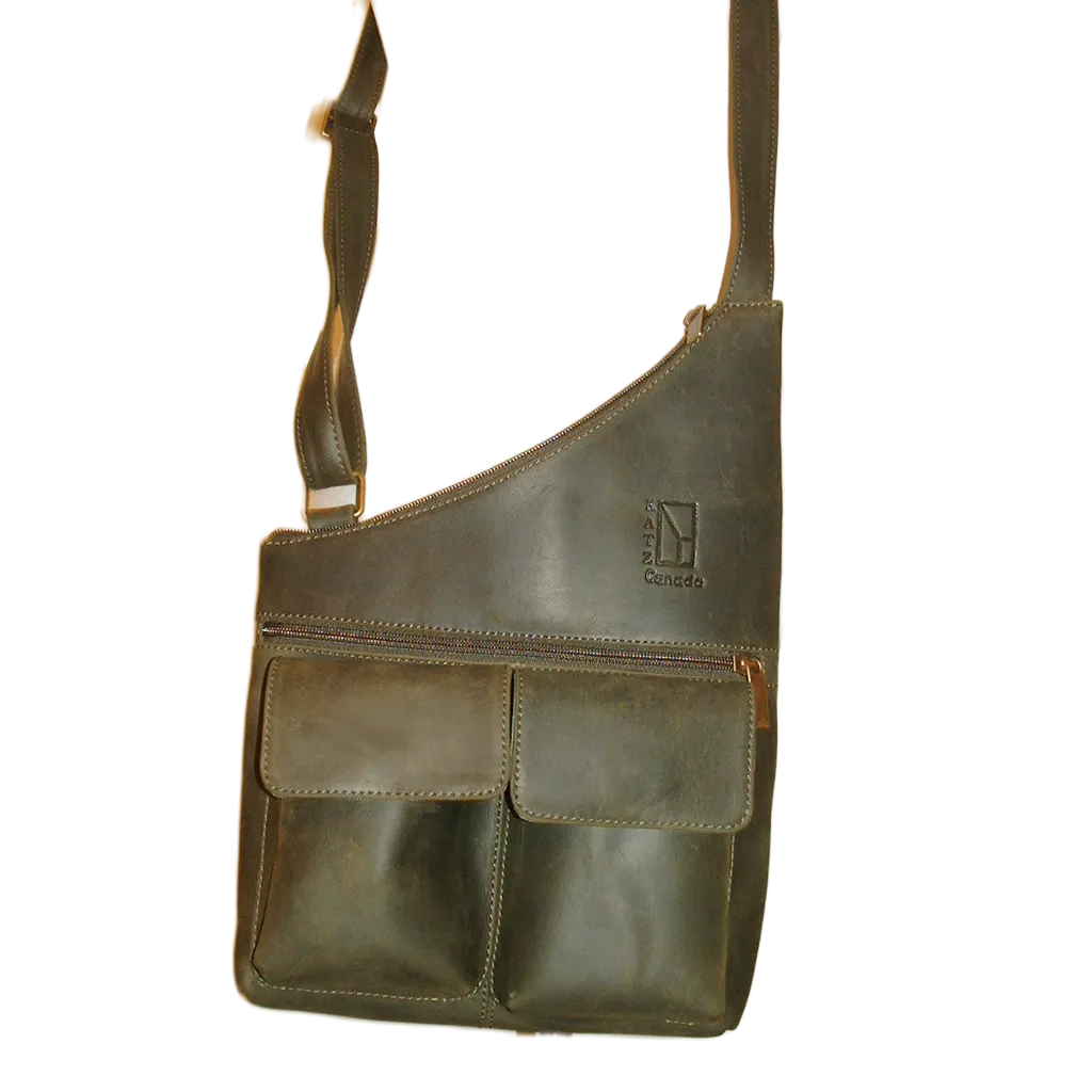 Green Leather Messenger Bag