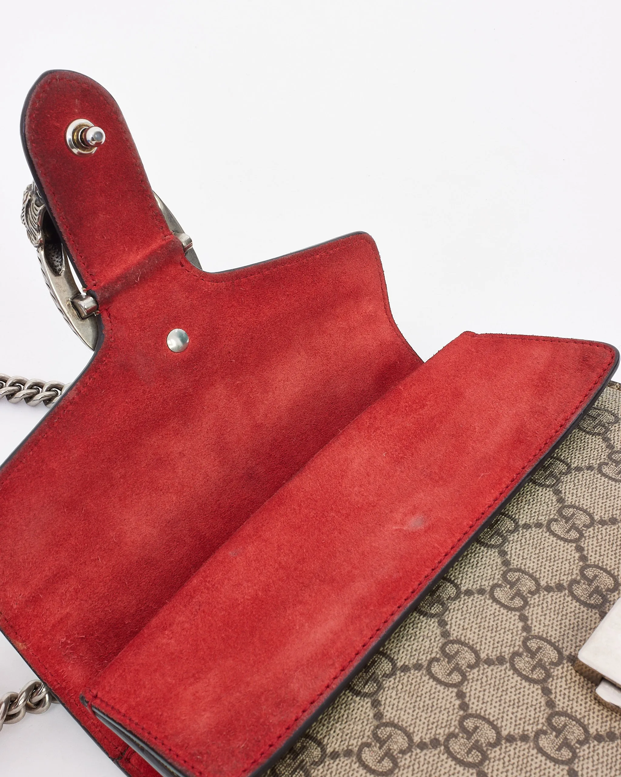 Gucci Beige/Red GG Mini Coated Canvas Dionysus Chain Bag