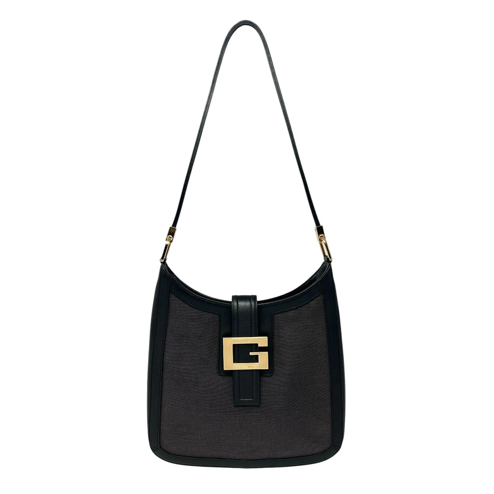 Gucci Black Canvas Logo Shoulder Bag