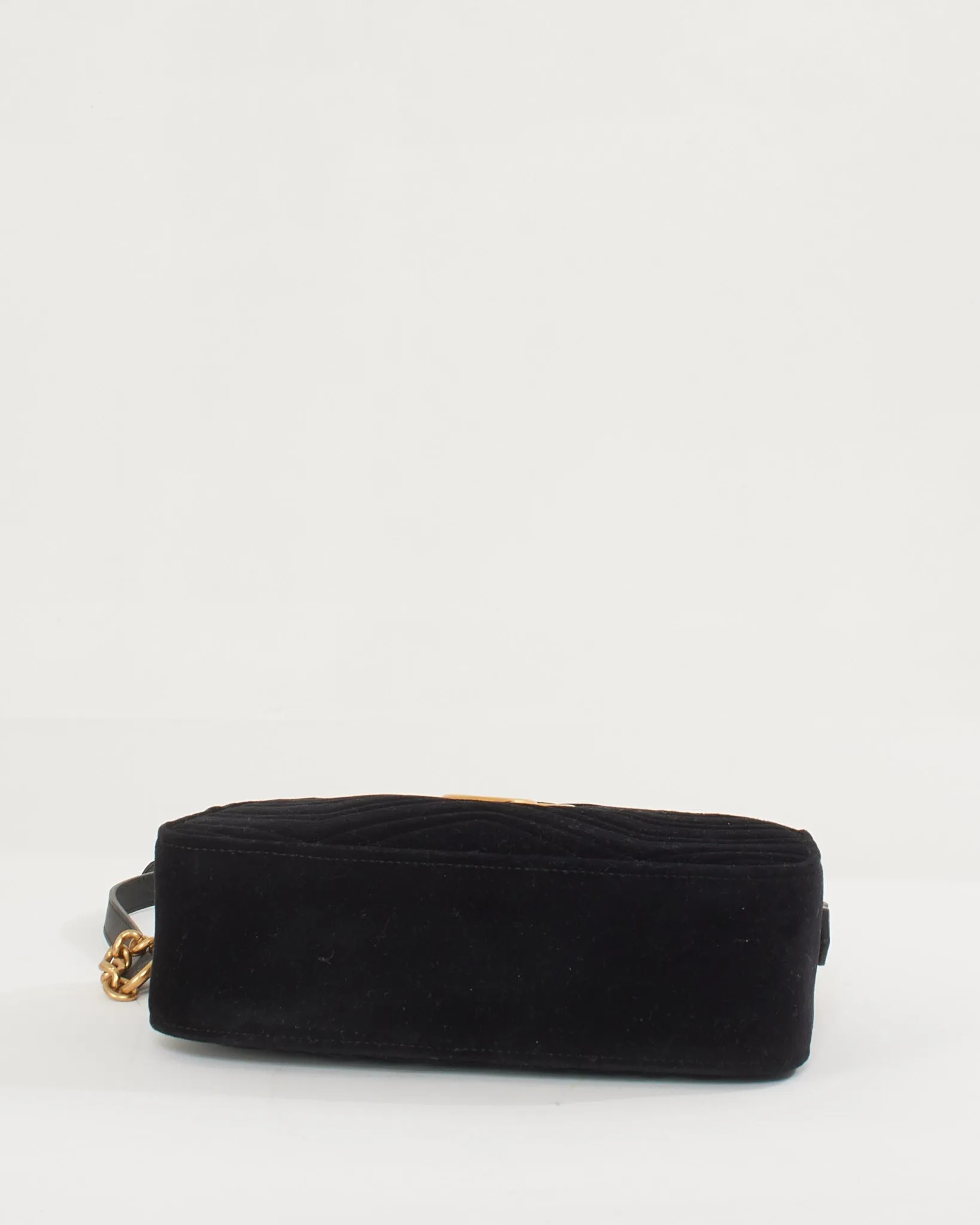 Gucci Black Velvet GG Marmont Matelassé Small Crossbody Bag