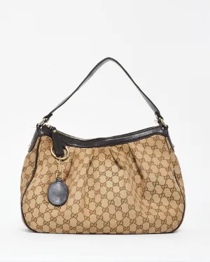 Gucci Brown & Beige GG Monogram Canvas Sukey Shoulder Bag