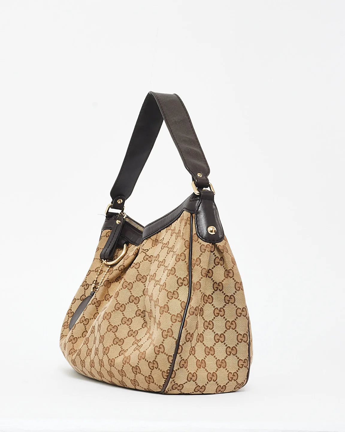 Gucci Brown & Beige GG Monogram Canvas Sukey Shoulder Bag
