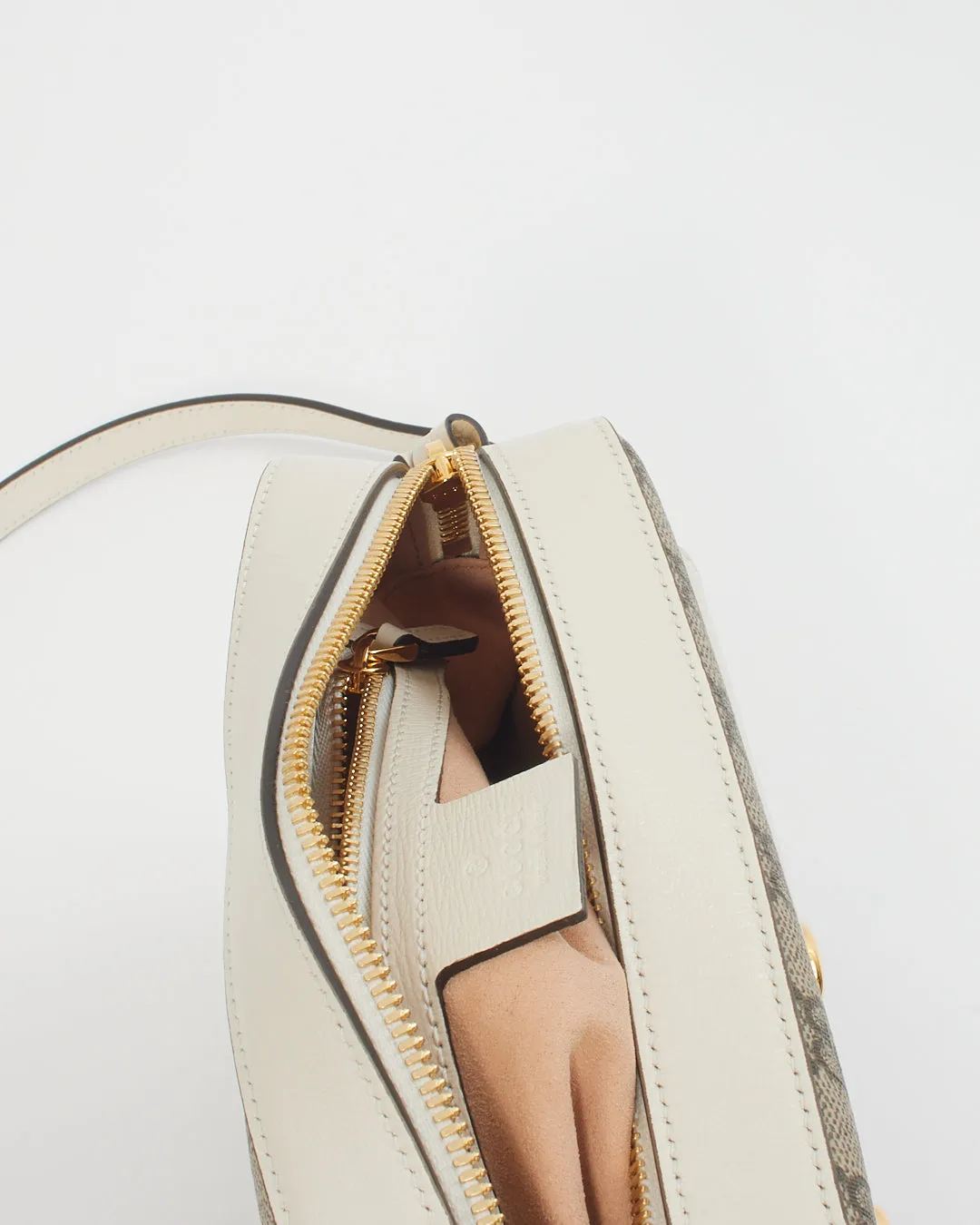 Gucci Cream GG Supreme Monogram 1955 Horsebit Shoulder Bag