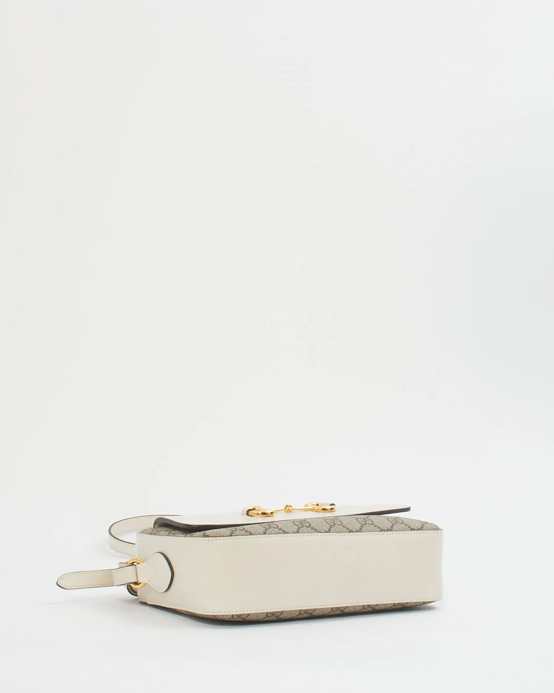 Gucci Cream GG Supreme Monogram 1955 Horsebit Shoulder Bag