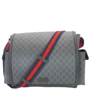 GUCCI Diaper GG Supreme Canvas Messenger Bag Black 495909