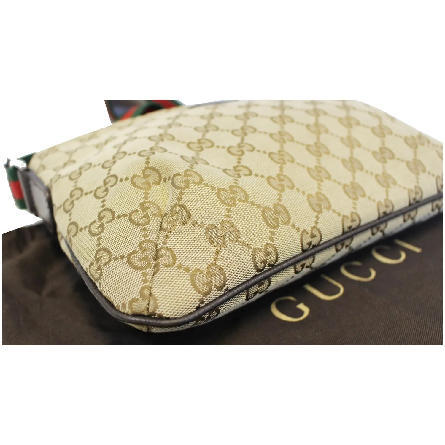 GUCCI GG Canvas Web Shoulder Crossbody Bag Beige 189749