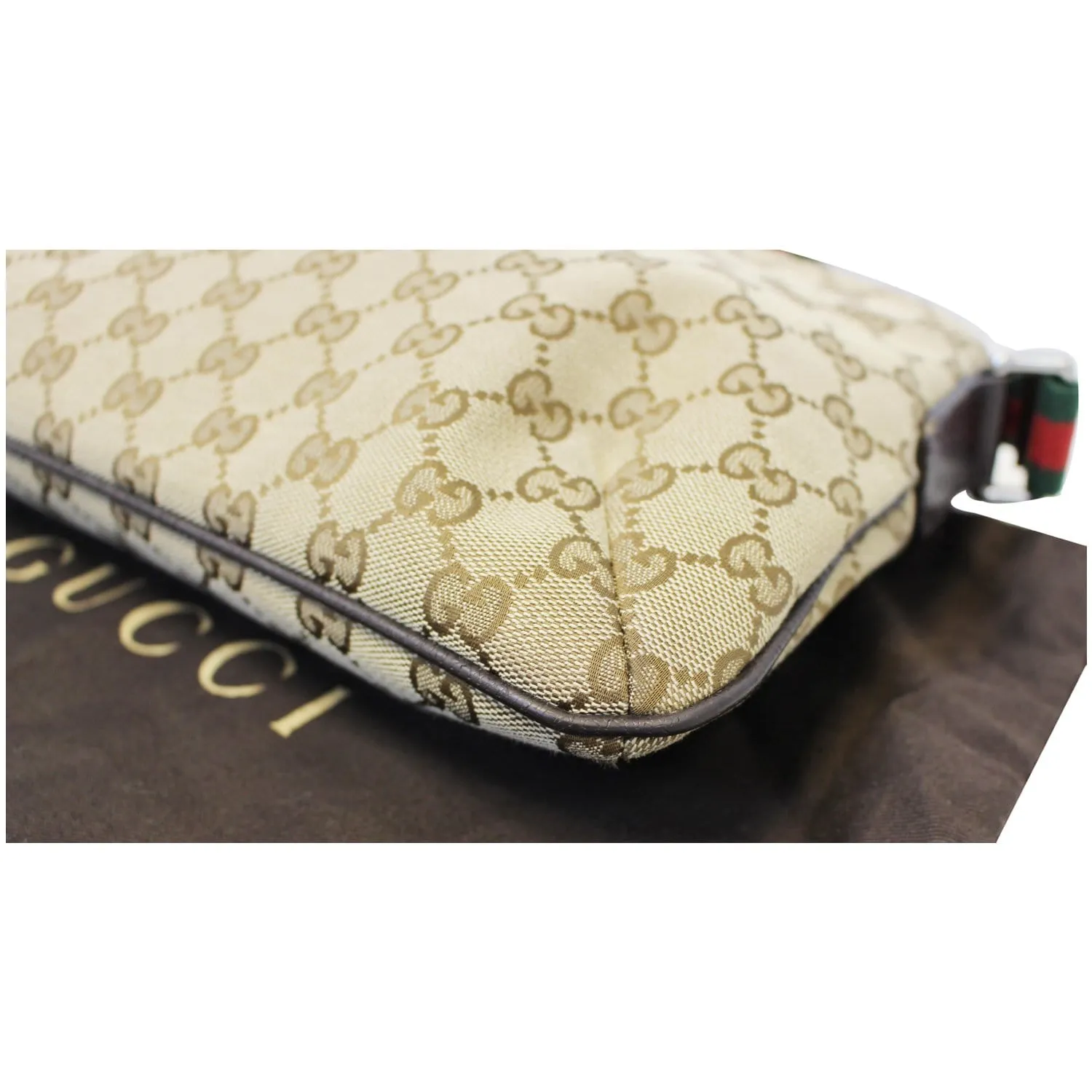 GUCCI GG Canvas Web Shoulder Crossbody Bag Beige 189749