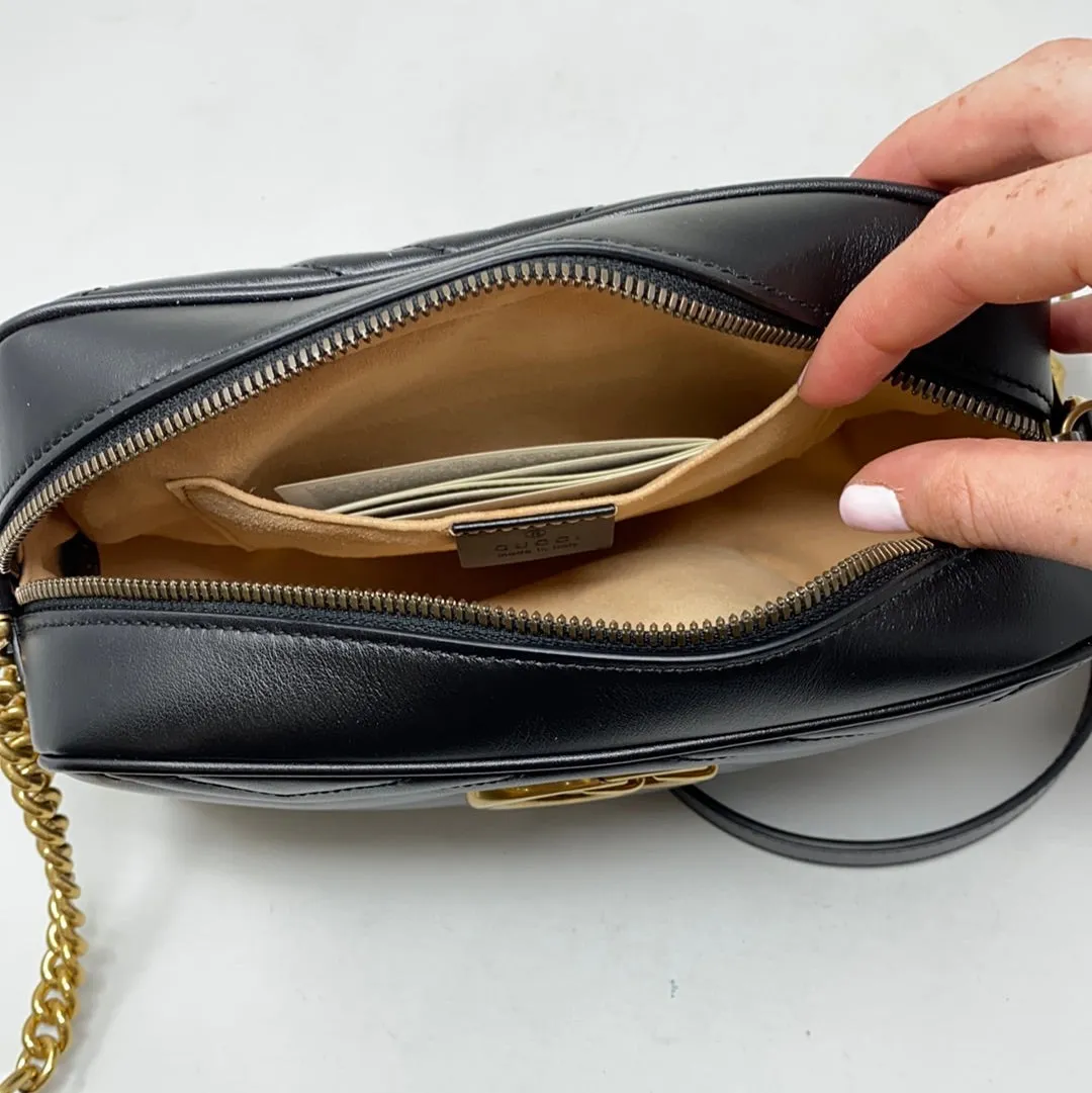 Gucci GG Marmont Black Small Matelasse Shoulder Bag