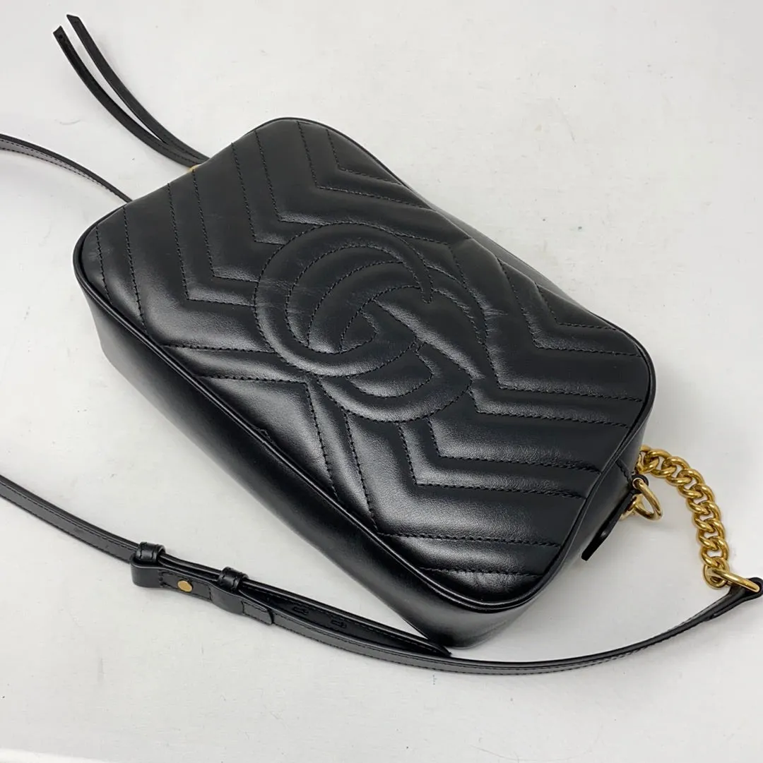 Gucci GG Marmont Black Small Matelasse Shoulder Bag