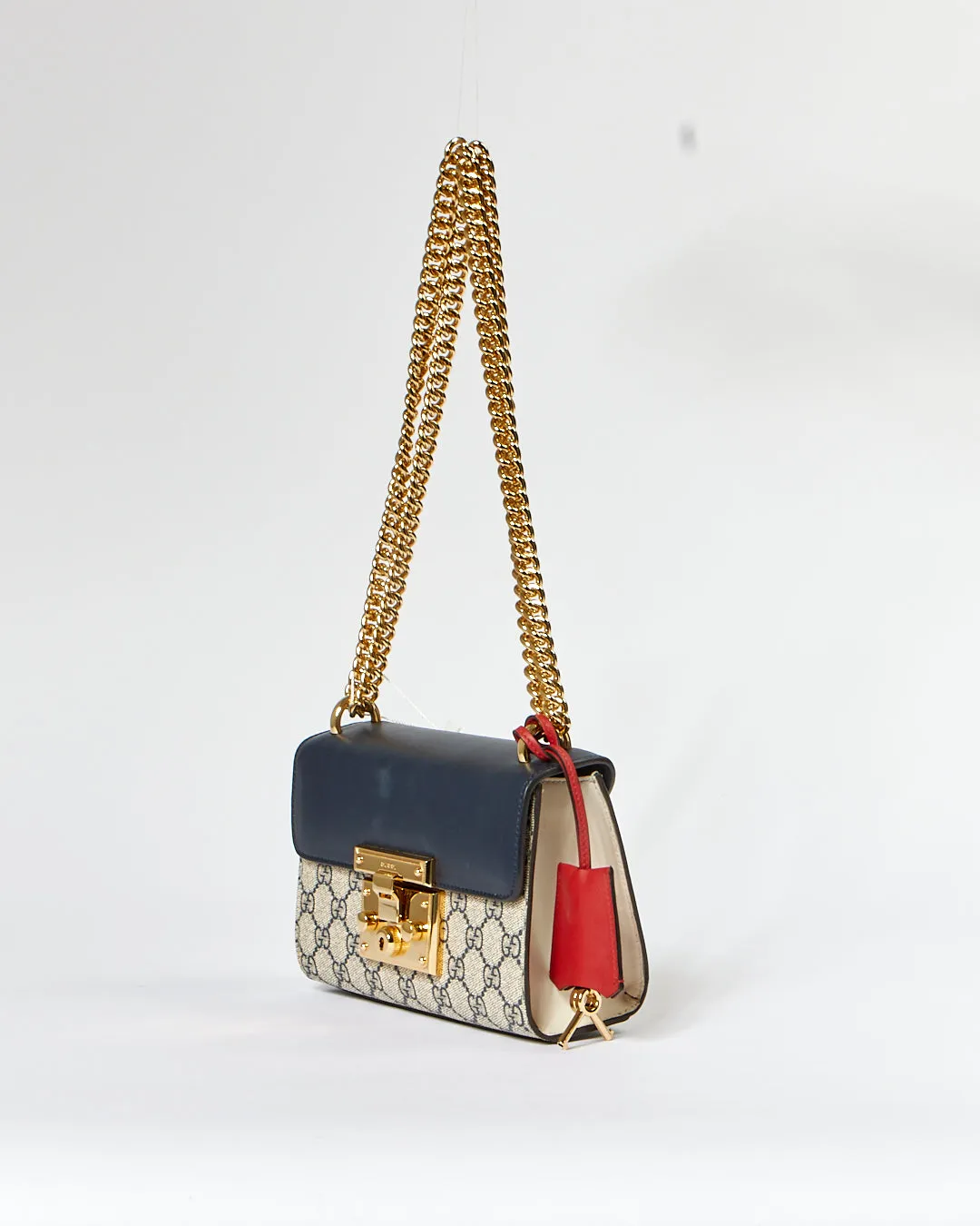 Gucci GG Supreme Navy/Cream Canvas & Leather Paddlock Small Bag