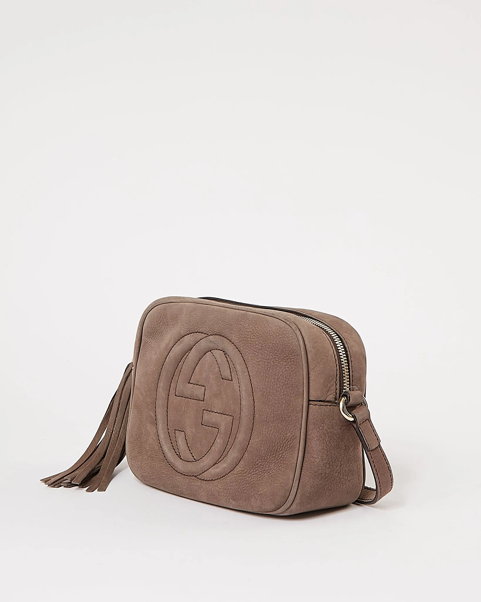 Gucci Grey Suede GG Soho Disco Crossbody Bag