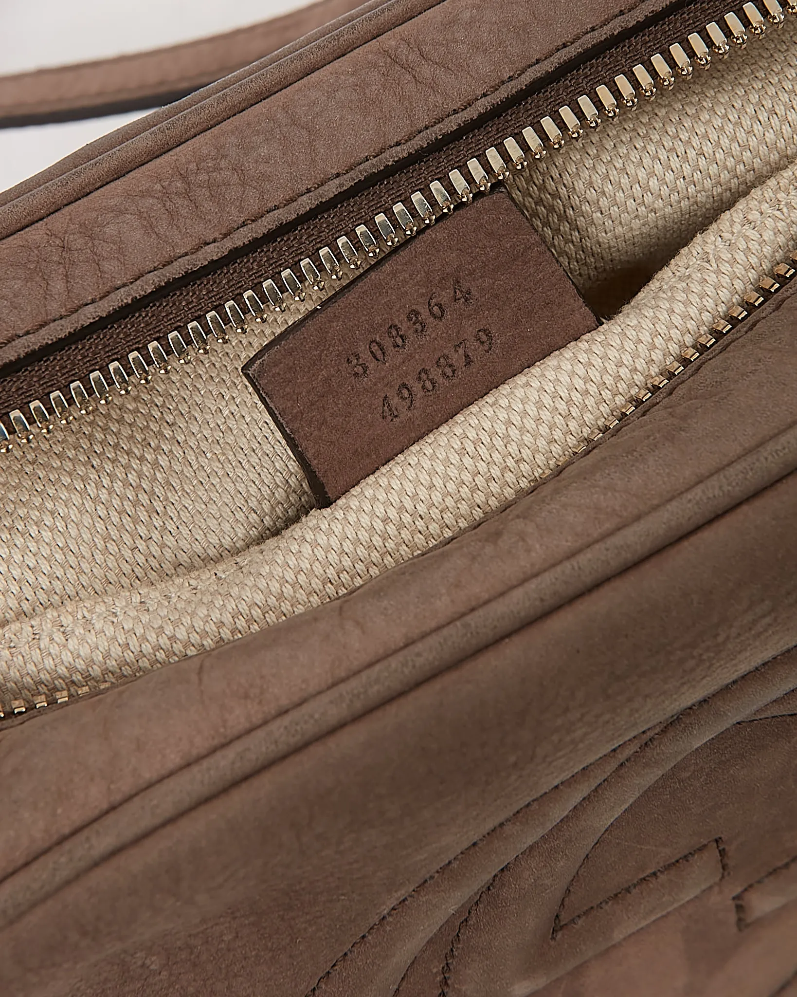 Gucci Grey Suede GG Soho Disco Crossbody Bag