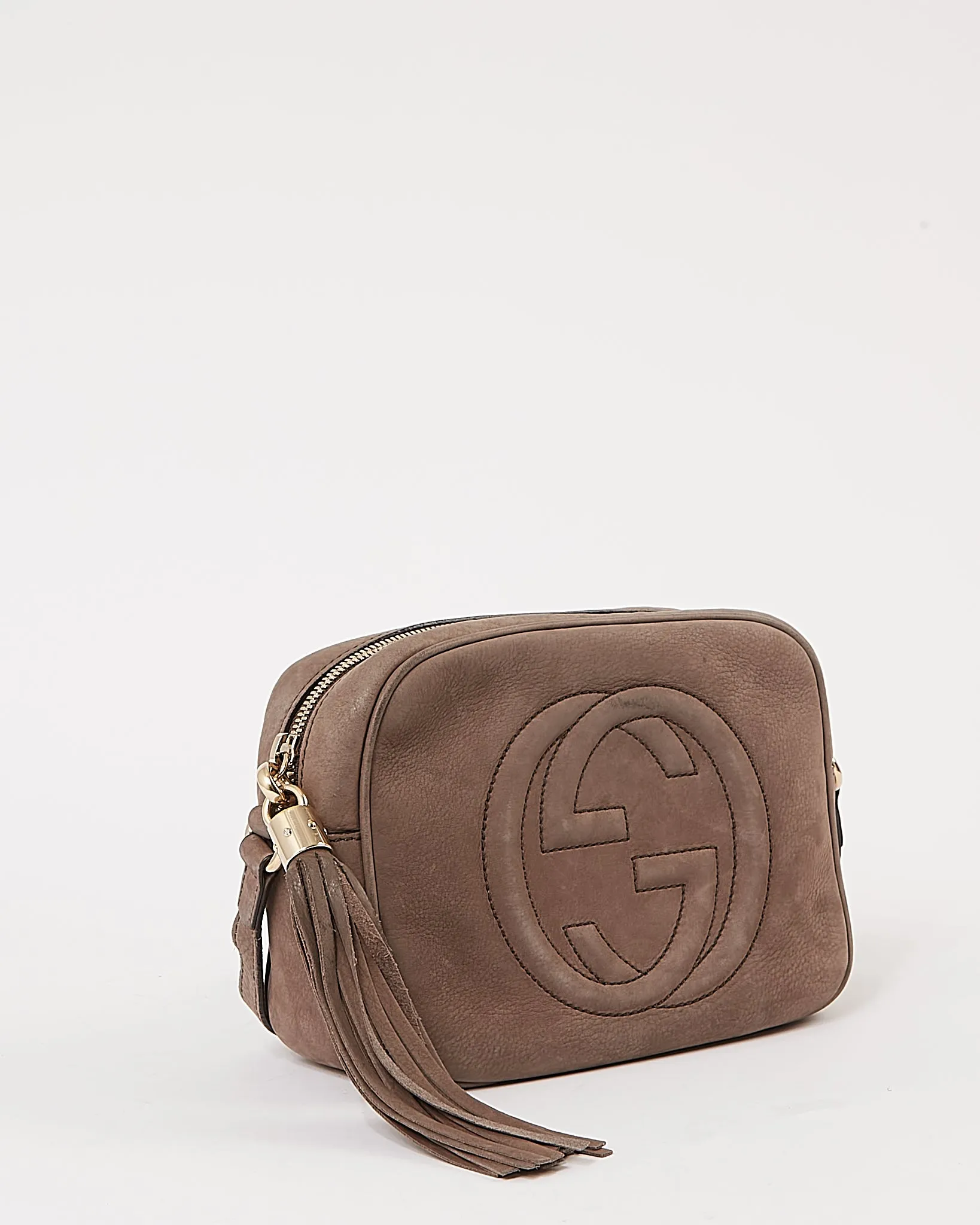 Gucci Grey Suede GG Soho Disco Crossbody Bag