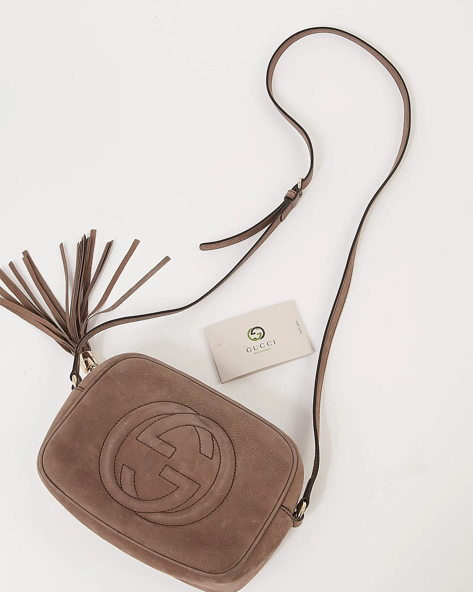 Gucci Grey Suede GG Soho Disco Crossbody Bag