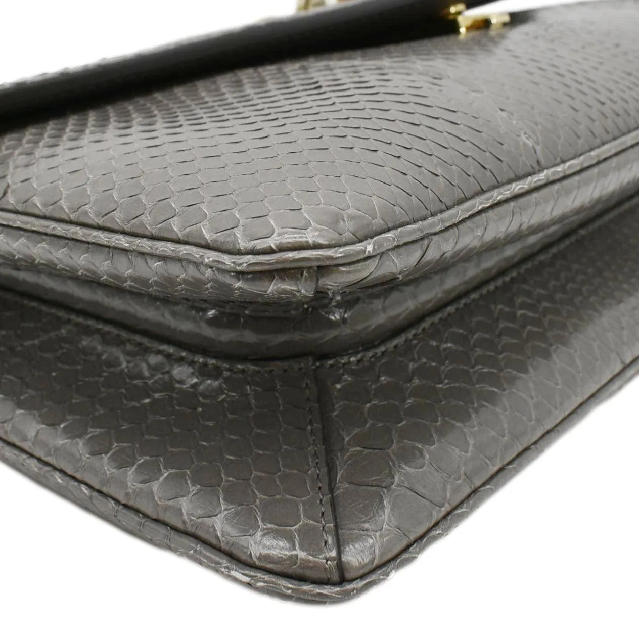 GUCCI Rajah Medium Leather Chain Shoulder Bag Grey 537241