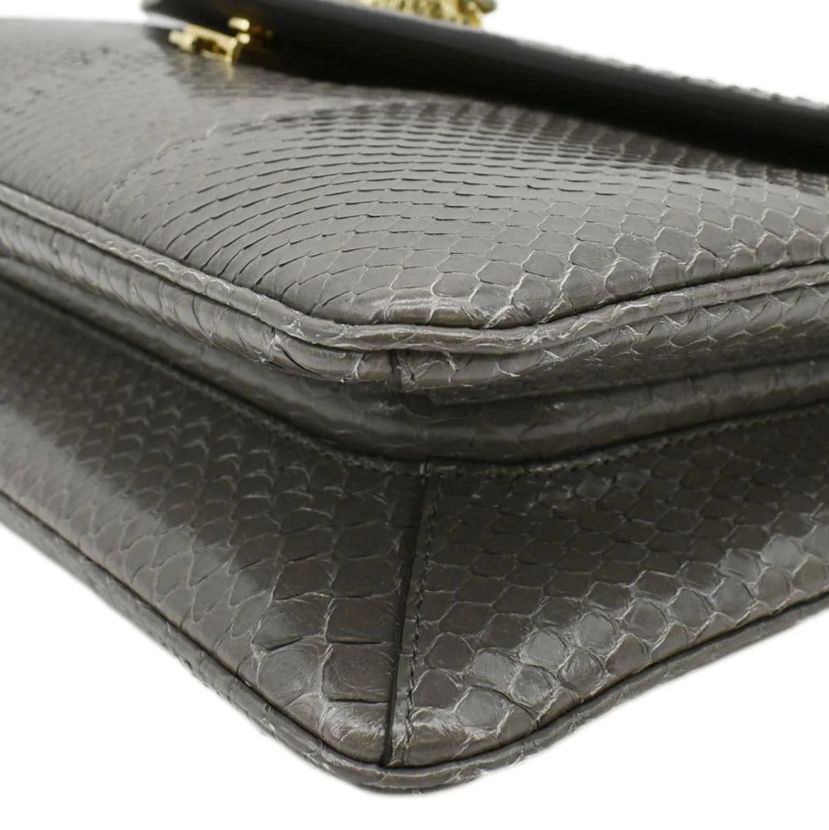 GUCCI Rajah Medium Leather Chain Shoulder Bag Grey 537241