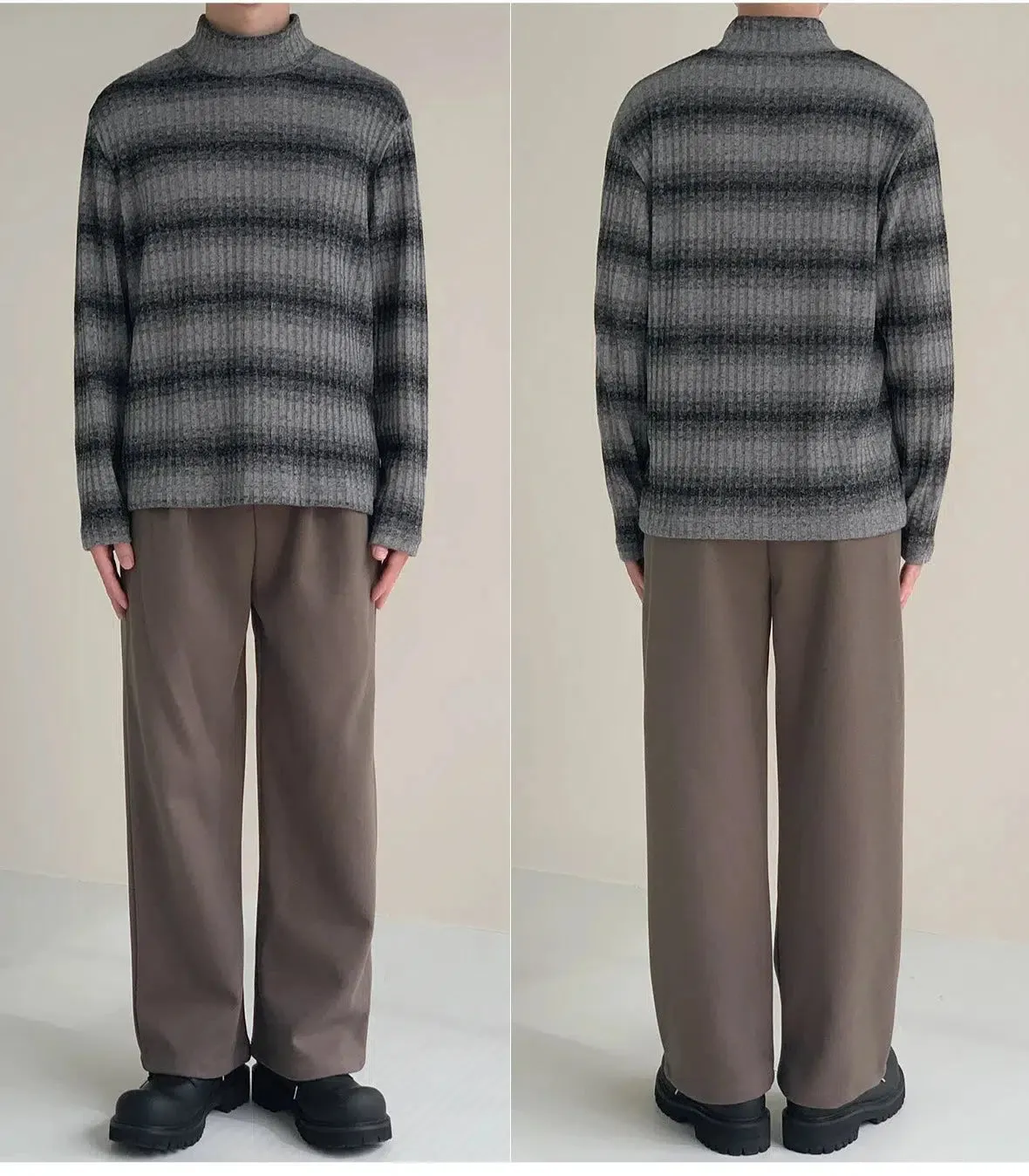 Half-Turtle Striped Bottoming Shirt