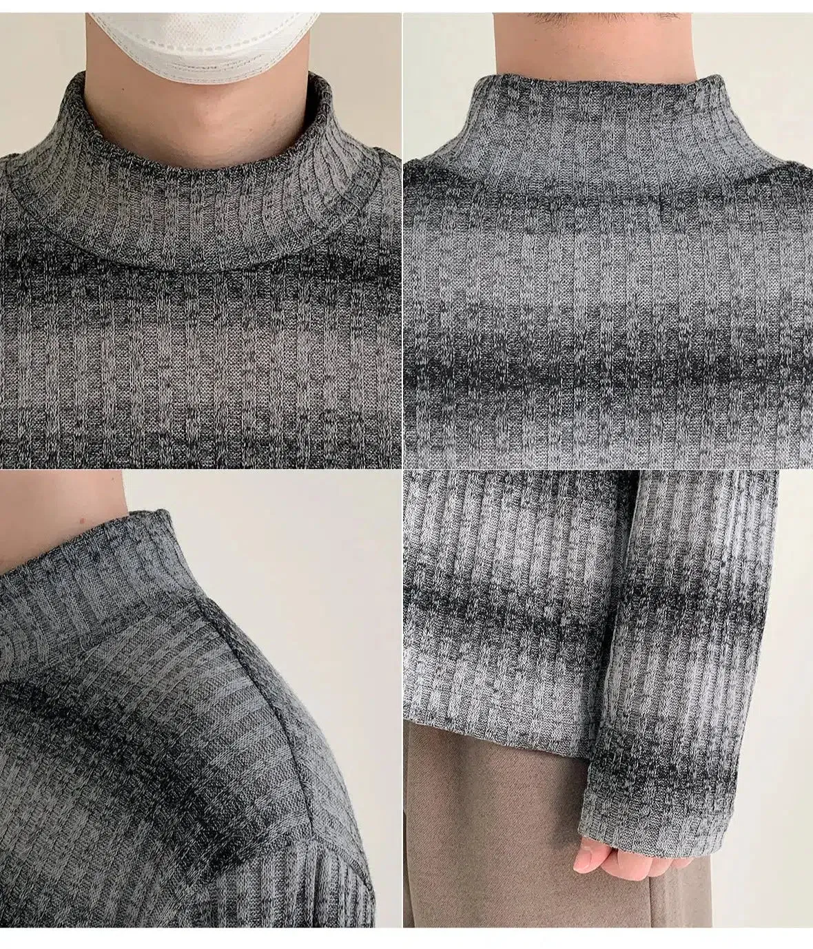 Half-Turtle Striped Bottoming Shirt