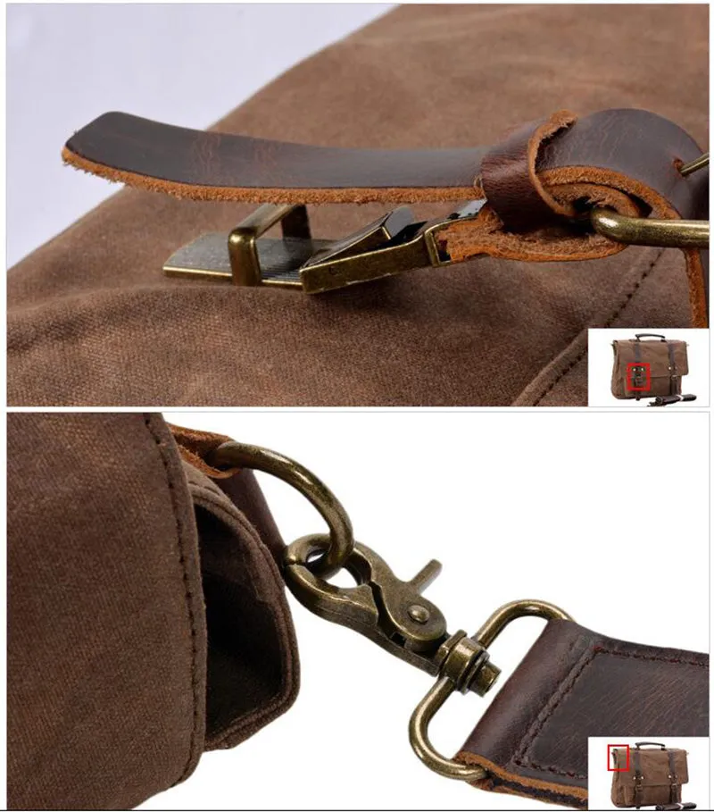 Handmade Canvas Messenger Bag 15.6 Inch Laptop Bag Vintage Canvas Crossbody Bag Men's Gift