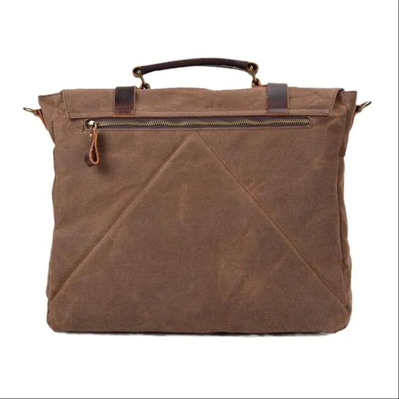 Handmade Canvas Messenger Bag 15.6 Inch Laptop Bag Vintage Canvas Crossbody Bag Men's Gift