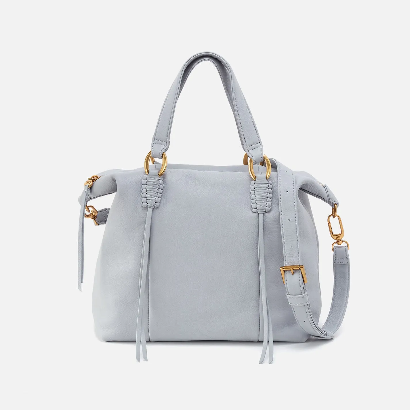 Harley Satchel In Pebbled Leather - Blue Pearl