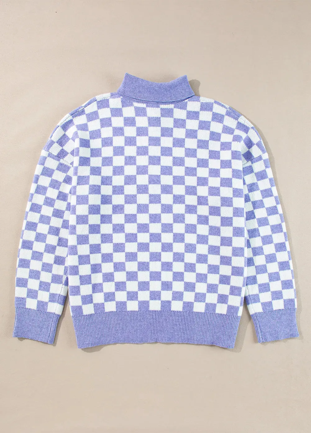Hazel Blues® | Checkered Collared Neck Long Sleeve Sweater
