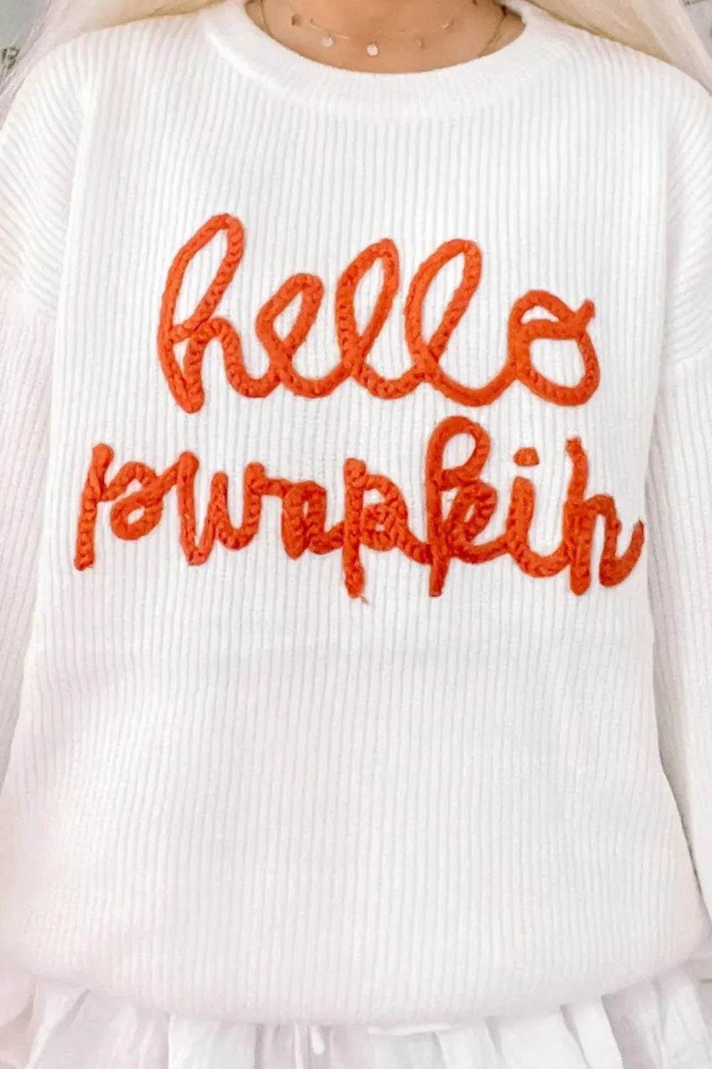 Hazel Blues® |  Contrast Letter Round Neck Long Sleeve Sweater