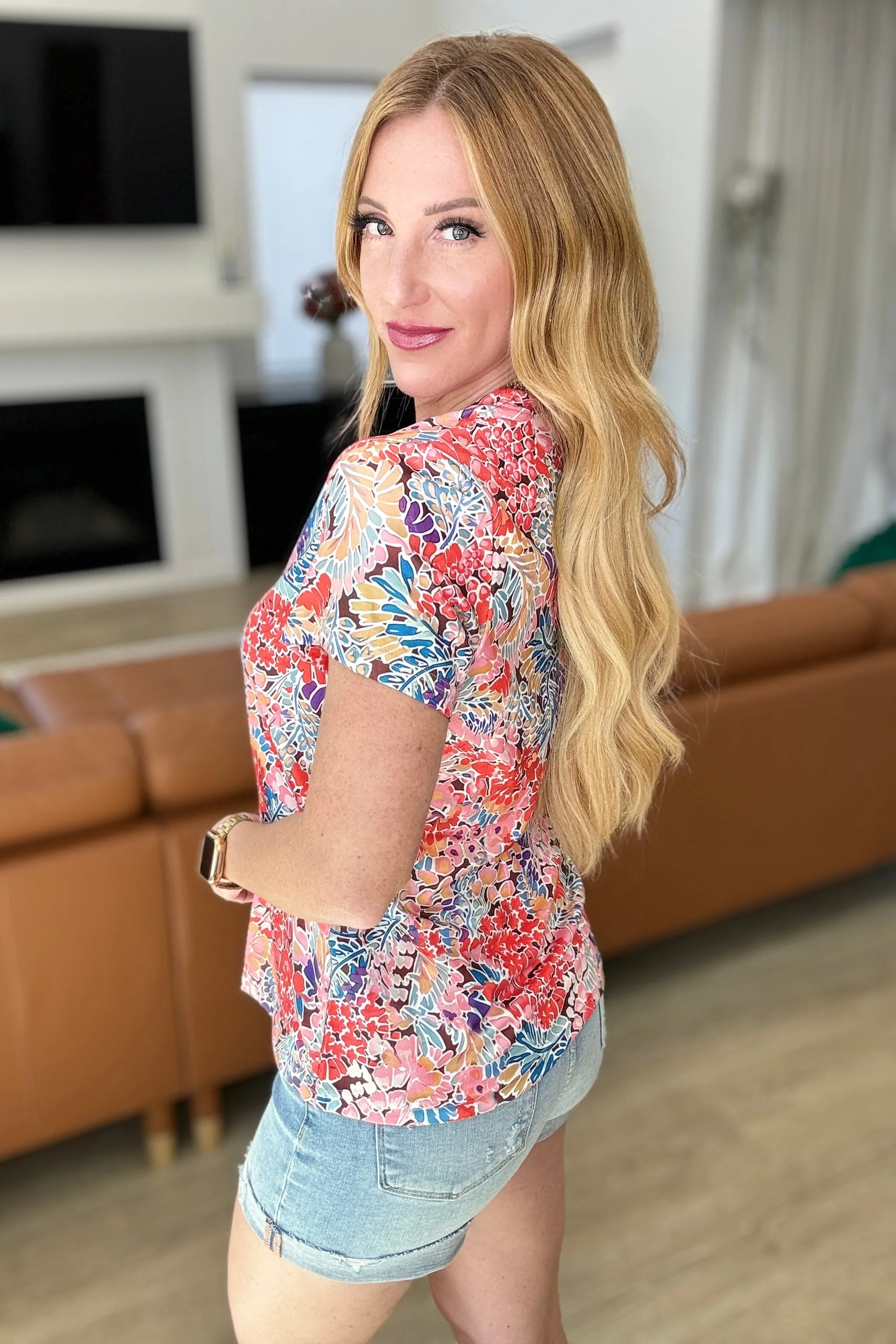 Hazel Blues® |  Flowers Everywhere Floral Top