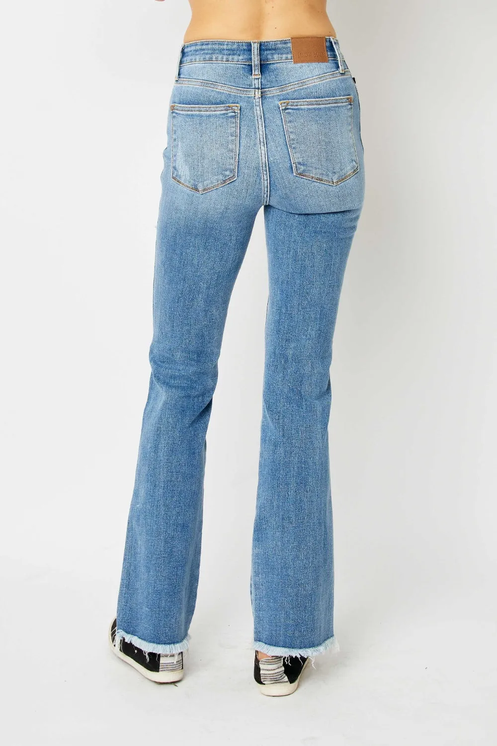 Hazel Blues® |  Judy Blue Distressed Raw Hem Bootcut Jeans