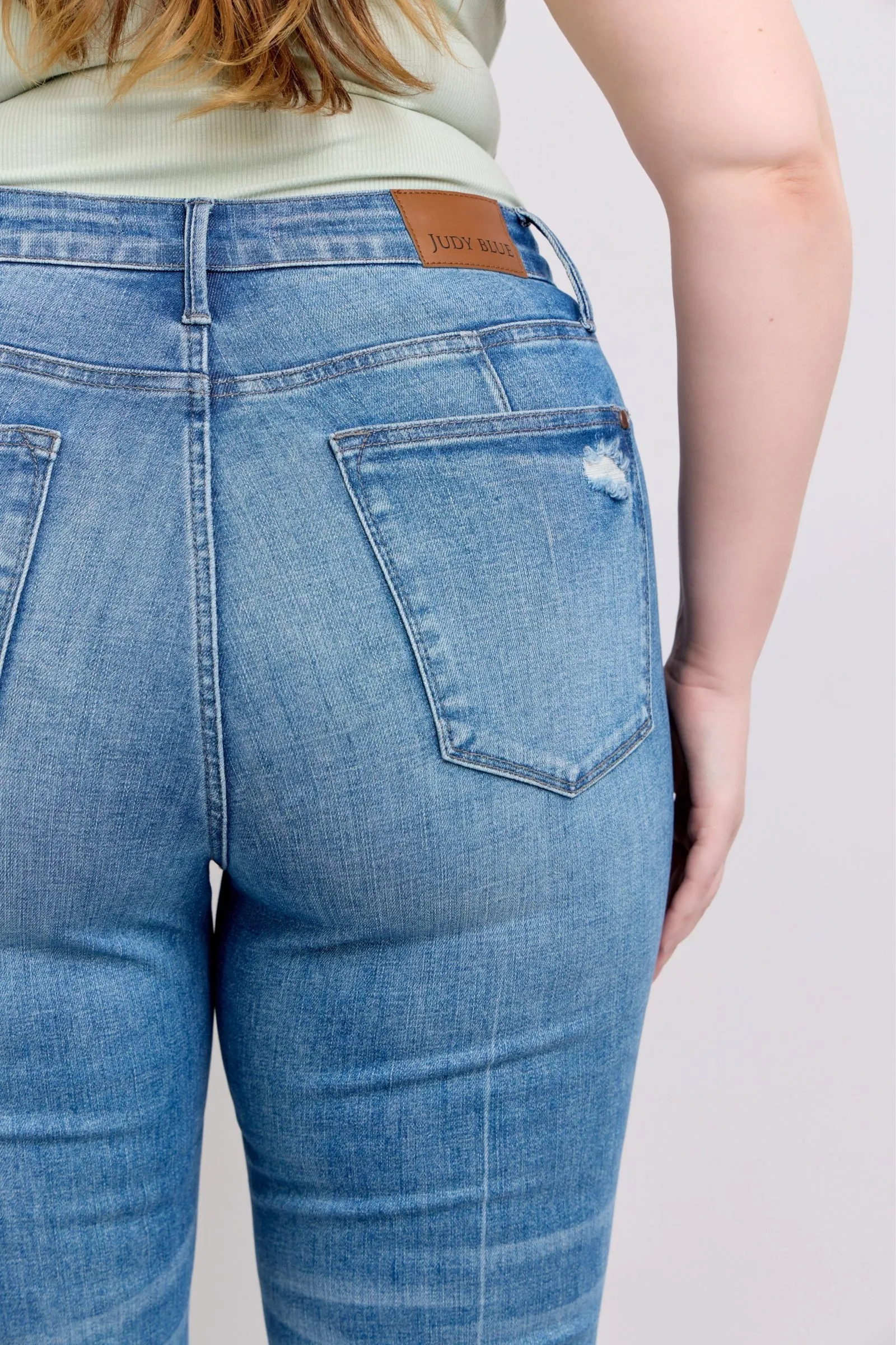 Hazel Blues® |  Judy Blue HW Tummy Control Vintage Wash Side Slit Slim Boot Jeans