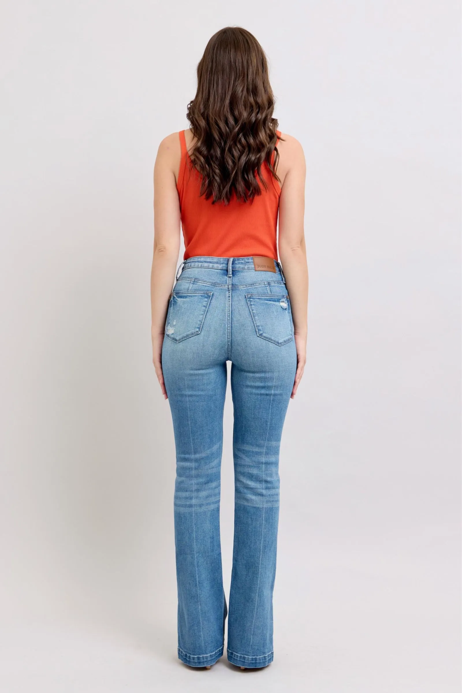 Hazel Blues® |  Judy Blue HW Tummy Control Vintage Wash Side Slit Slim Boot Jeans