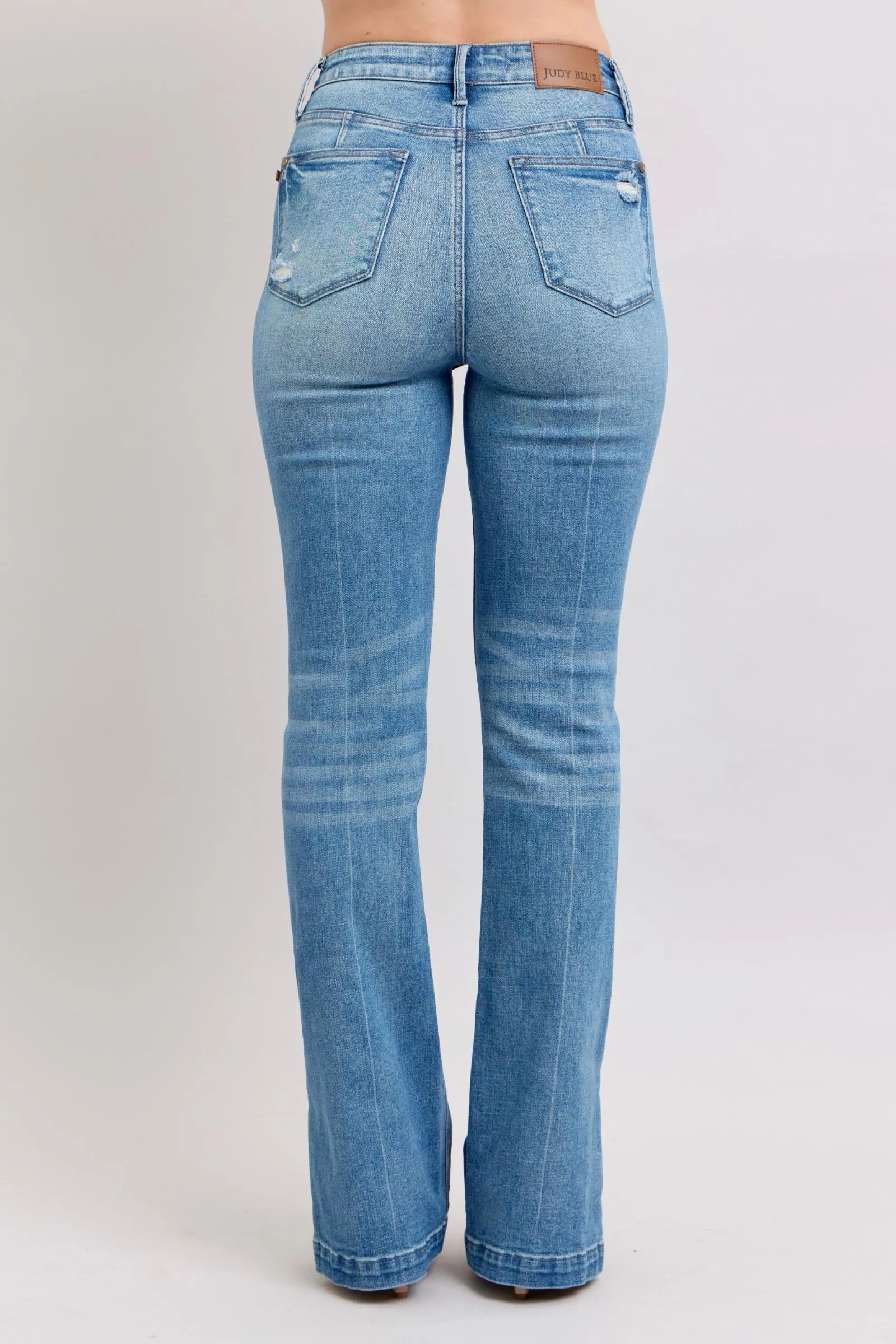 Hazel Blues® |  Judy Blue HW Tummy Control Vintage Wash Side Slit Slim Boot Jeans
