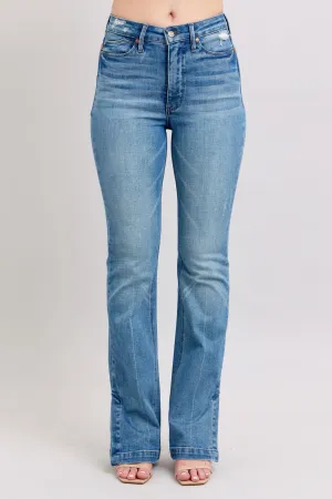 Hazel Blues® |  Judy Blue HW Tummy Control Vintage Wash Side Slit Slim Boot Jeans