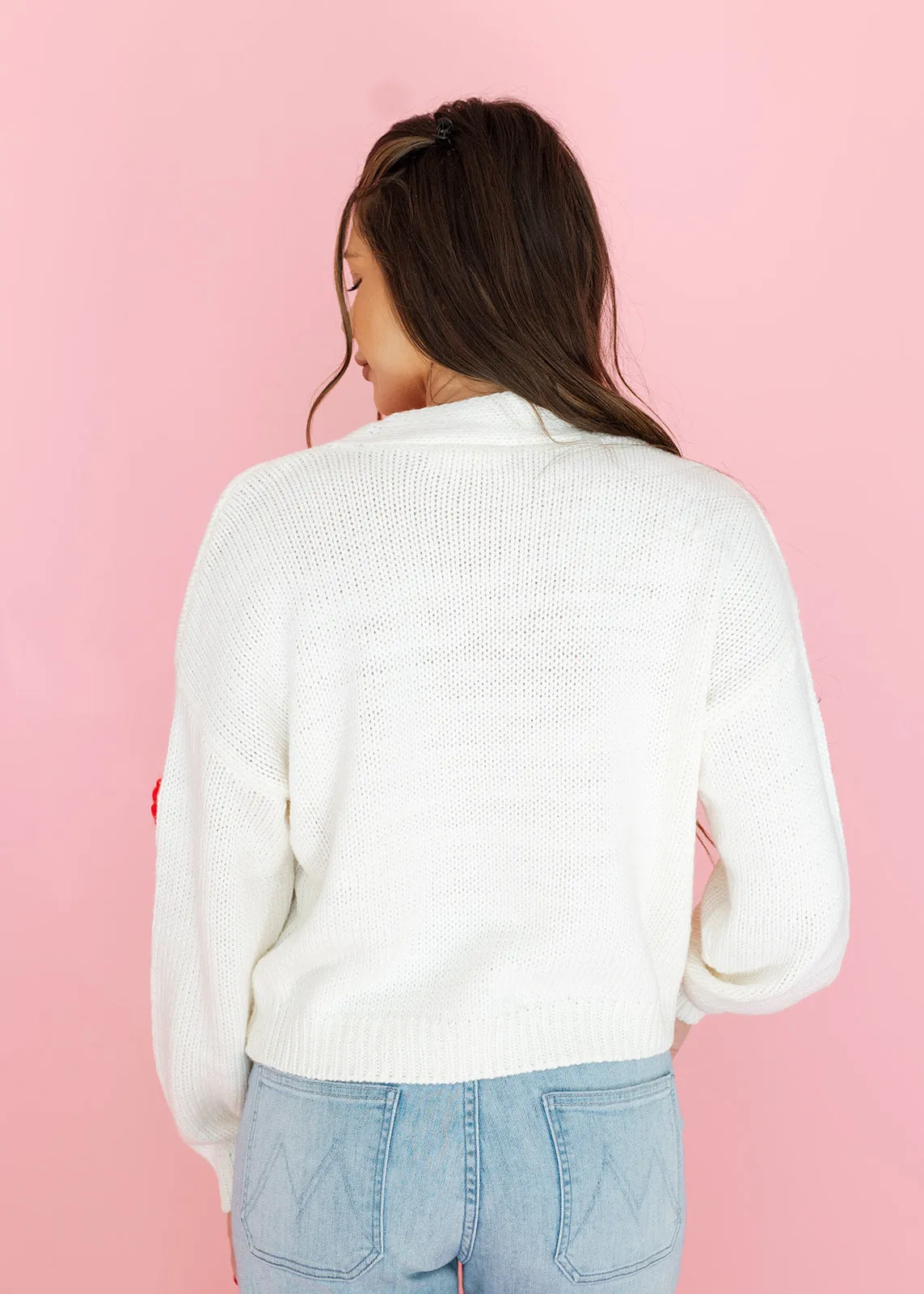 Heartfelt Moment Ivory & Red Cardigan