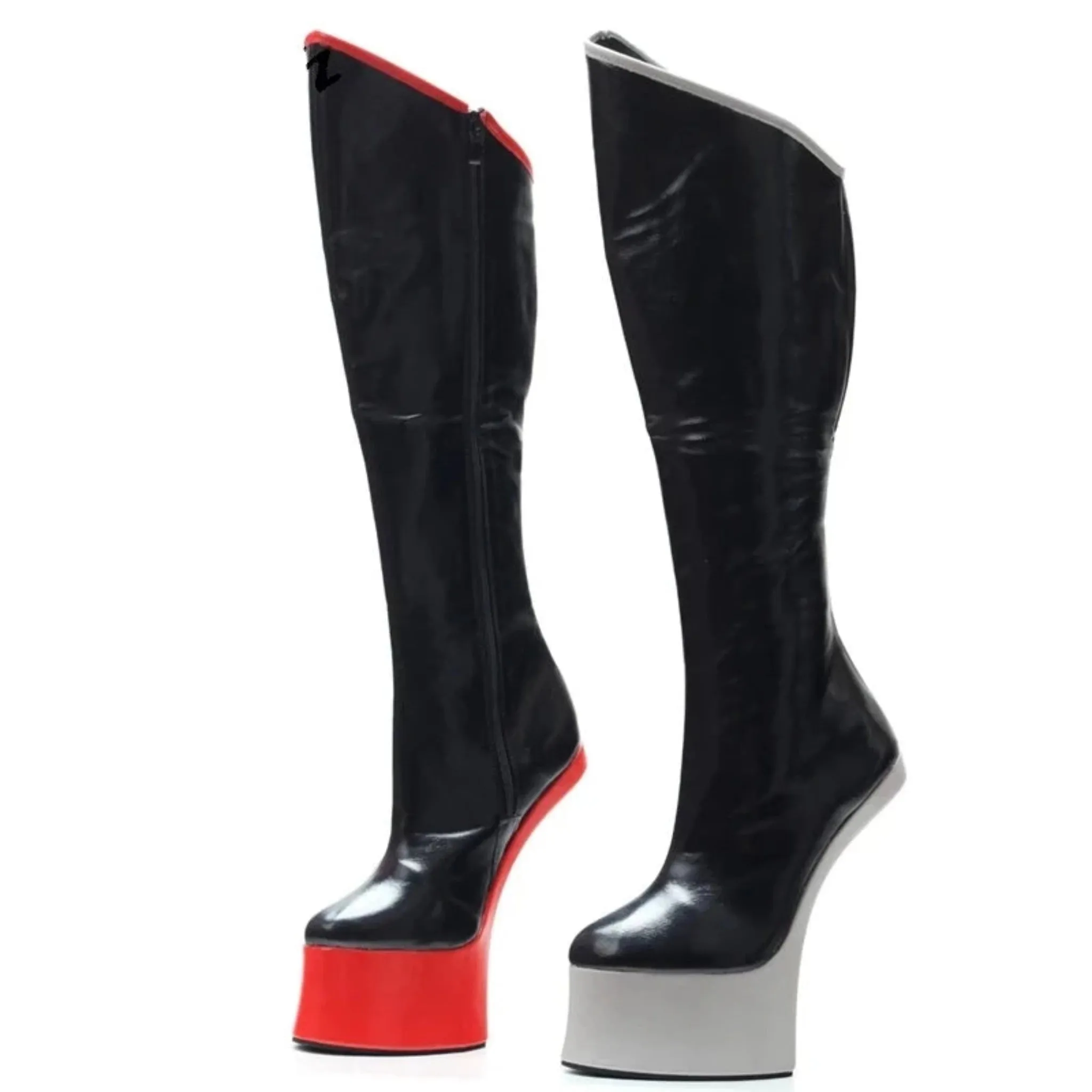 Heelless Knee-High Horse Heel Boots
