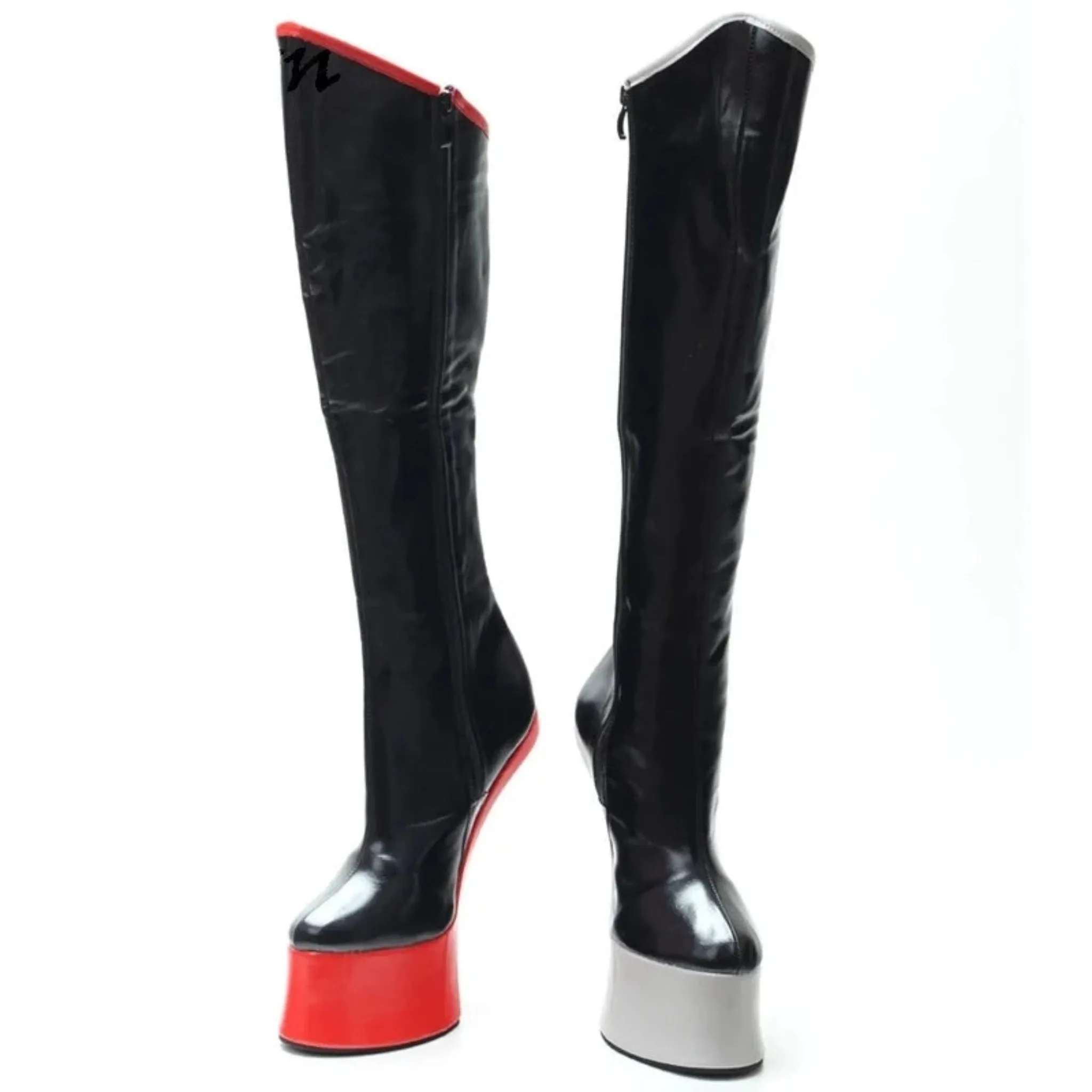 Heelless Knee-High Horse Heel Boots