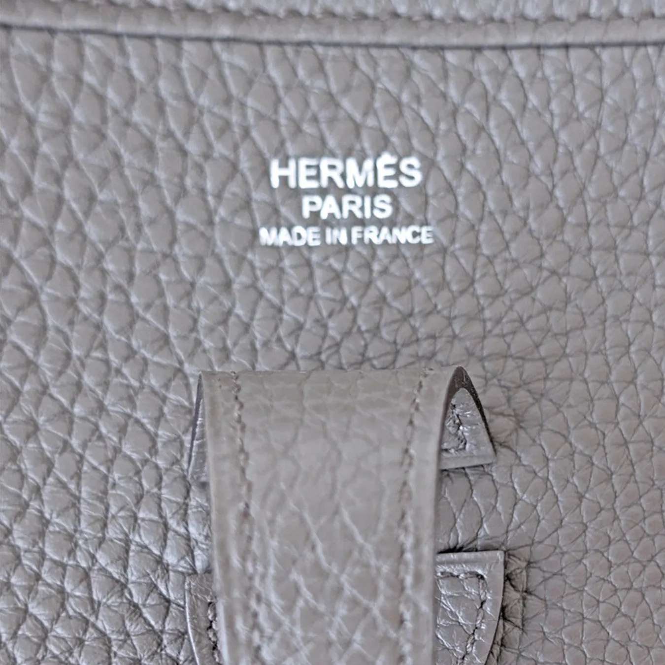 Hermes Etain Evelyne Tin Grey PM Clemence Messenger Crossbody
