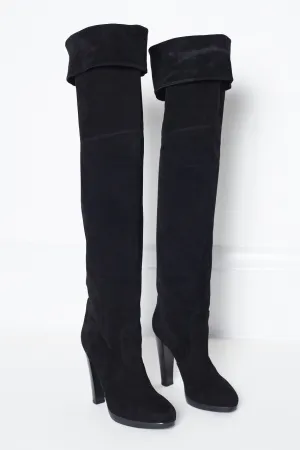 Hermès over-the-knee-high Black Suede Boots