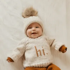 hi. baby crew neck sweater - pecan