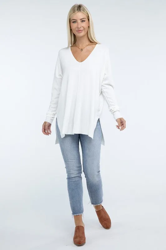 Hi-Low Hem Front Seam Sweater (5 colors)