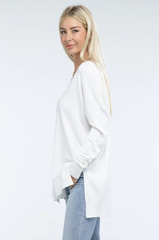 Hi-Low Hem Front Seam Sweater (5 colors)