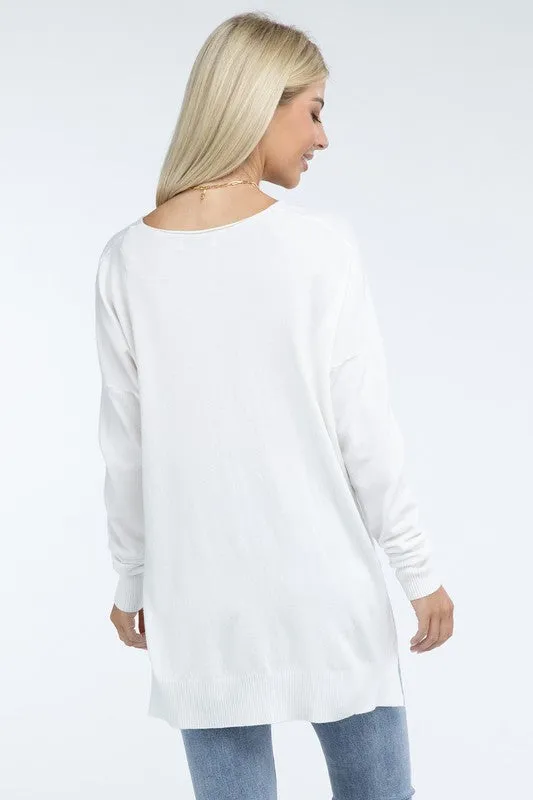 Hi-Low Hem Front Seam Sweater (5 colors)
