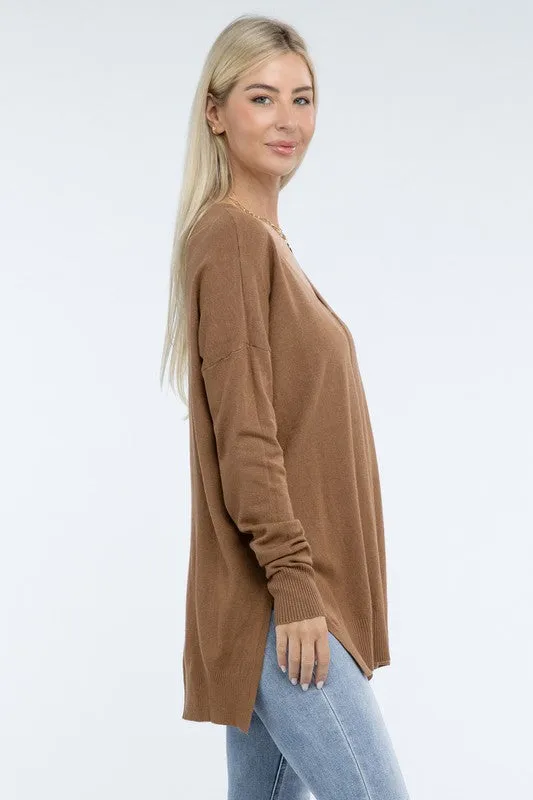 Hi-Low Hem Front Seam Sweater (5 colors)