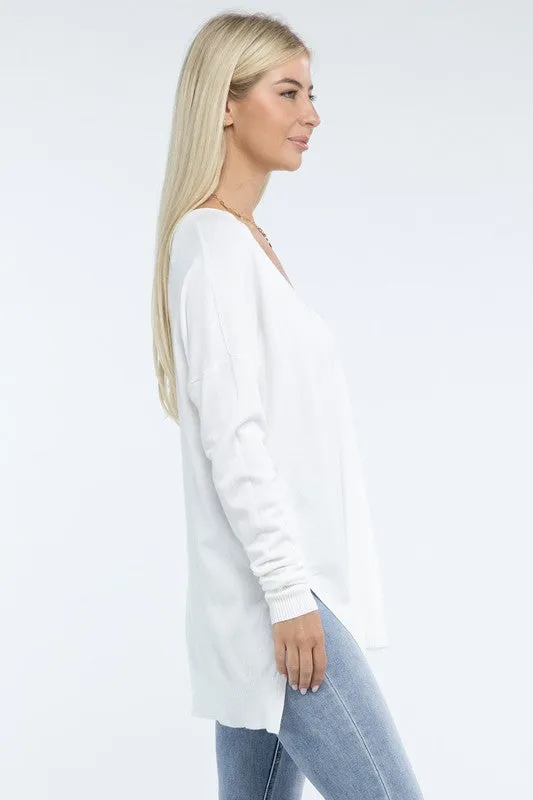 Hi-Low Hem Front Seam Sweater (5 colors)