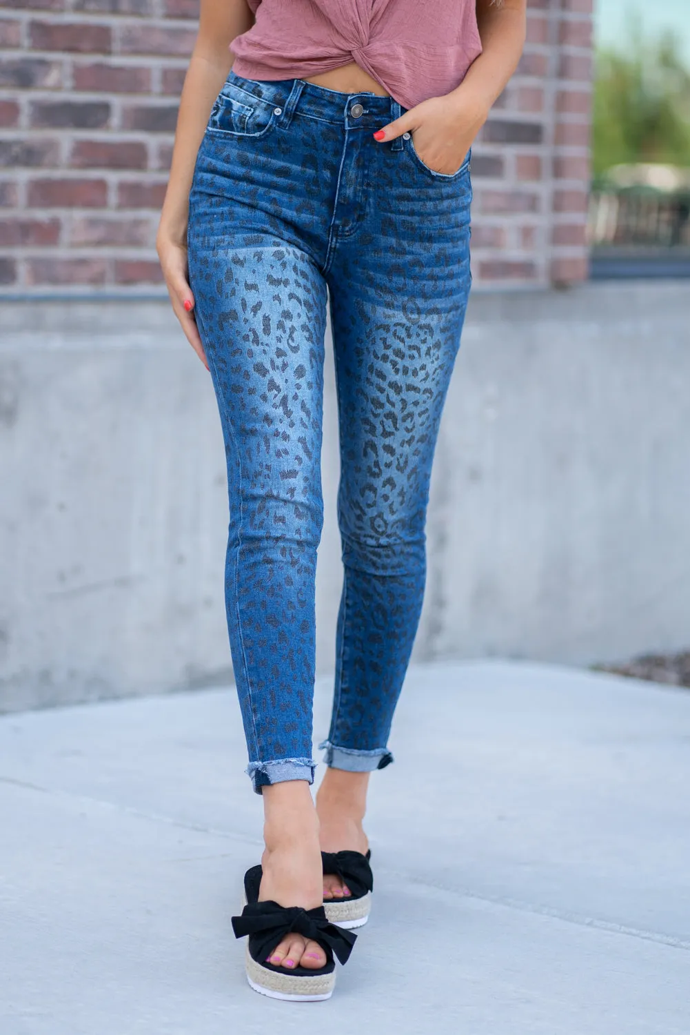 High Rise Leopard Print Skinny